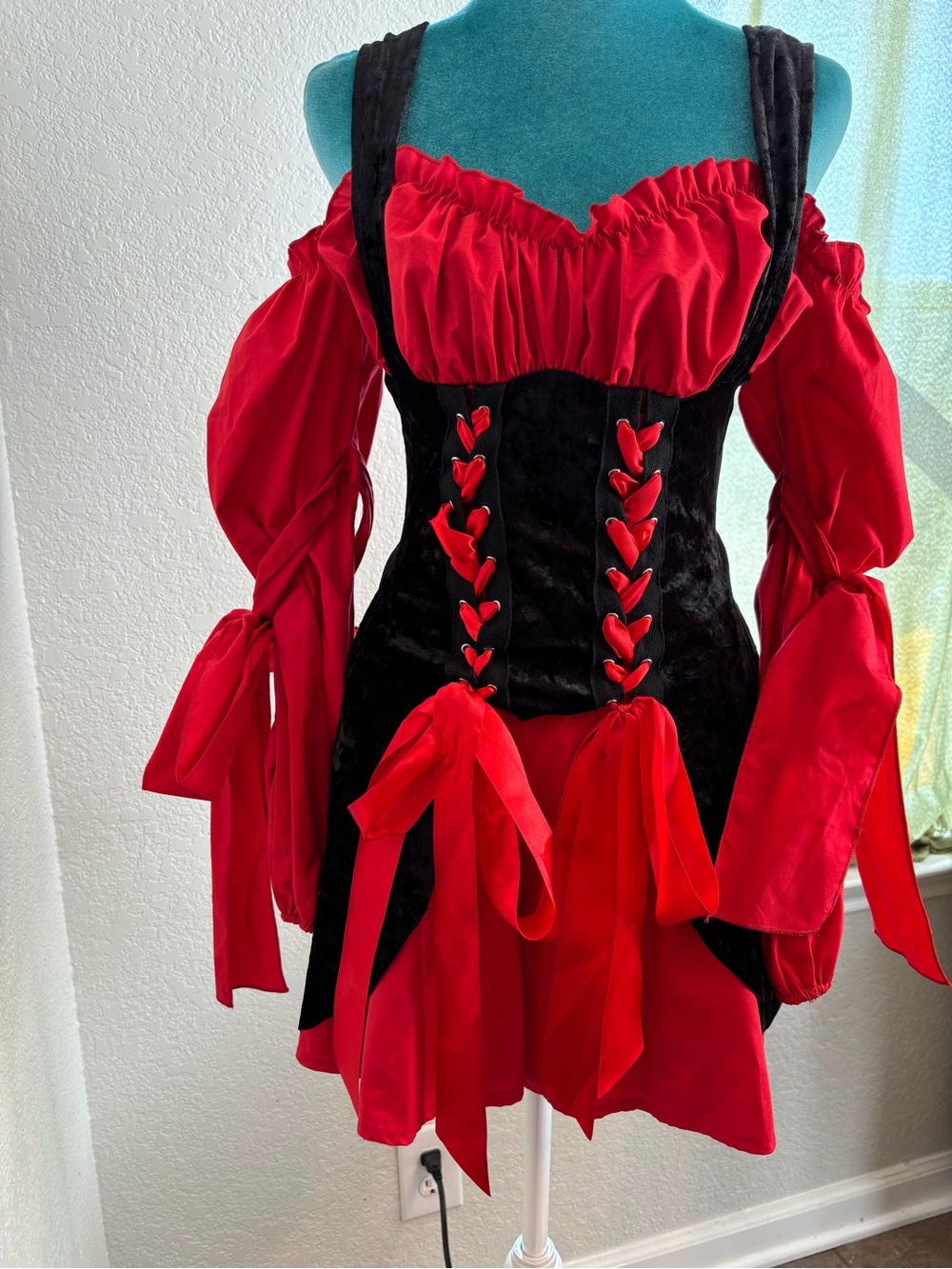 Leg Avenue Red & Black Vixen Pirate Wench Costume Renaissance Dress size S